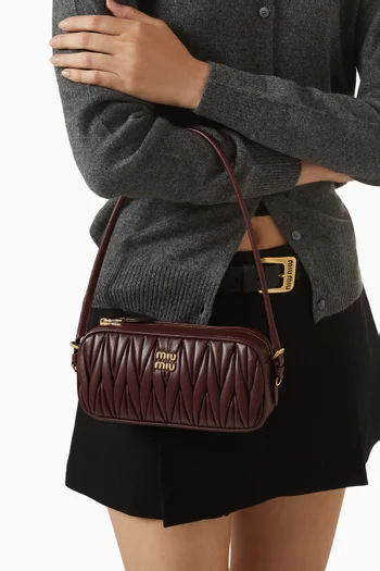 Logo Top-handle Pouch in Matelassé Nappa