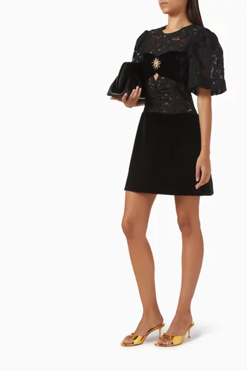 Rijobi Mini Dress in Lace & Velvet