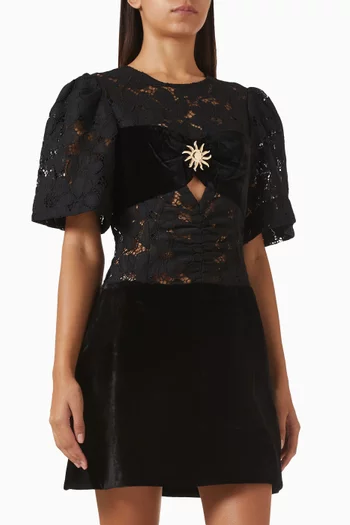 Rijobi Mini Dress in Lace & Velvet