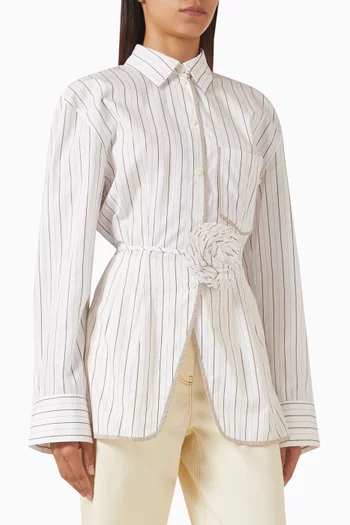 Casti Striped Floral Belt Shirt in Cotton