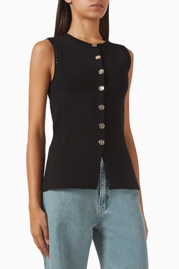 Malon Buttoned Top in Mesh