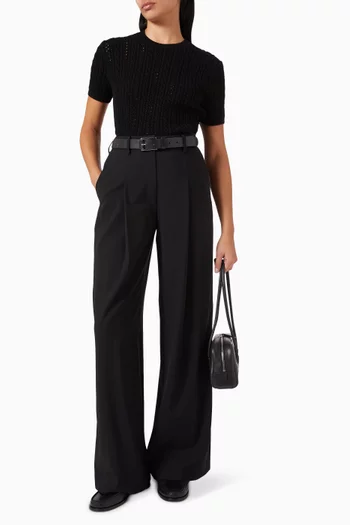 تي شيرت منسوج بغرزة الضفيرة