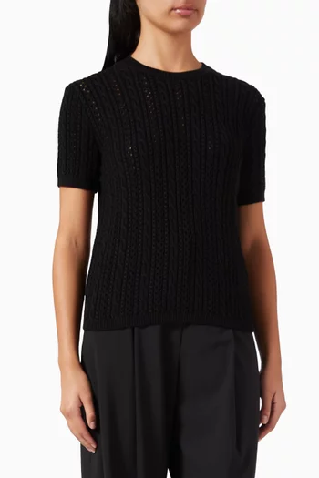 تي شيرت منسوج بغرزة الضفيرة