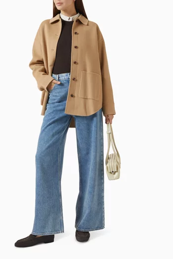 Button-up Shirt Jacket in Wool Blend