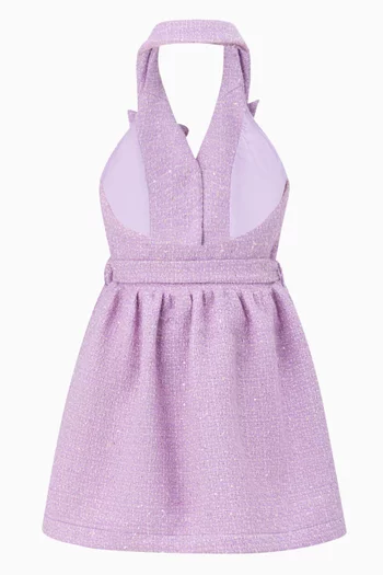 فستان قصير اوديليا  بأربطة حول الرقبة تويد