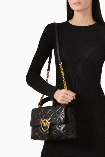 Love Lady Puff Top-handle Bag in Embossed Leather