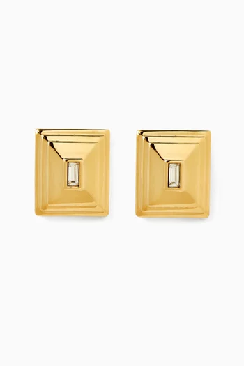 Plaza Square Earrings in Gold-plated Brass
