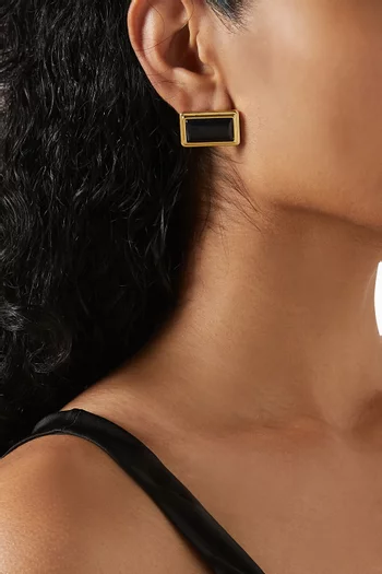 Archer Rectangle Earrings in Gold-plated Brass