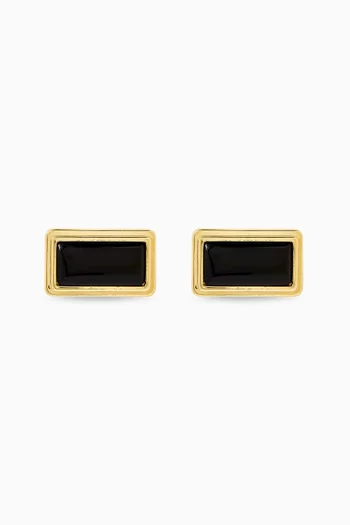 Archer Rectangle Earrings in Gold-plated Brass