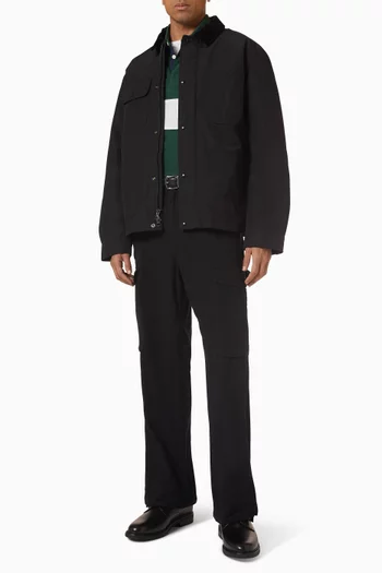 تي شيرت بولو بنقشة خطوط مائلة وشعار لاعب بولو على الحصان حجم كبير قطن