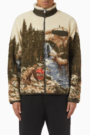 Printed Relaxed Jacket in Fleece