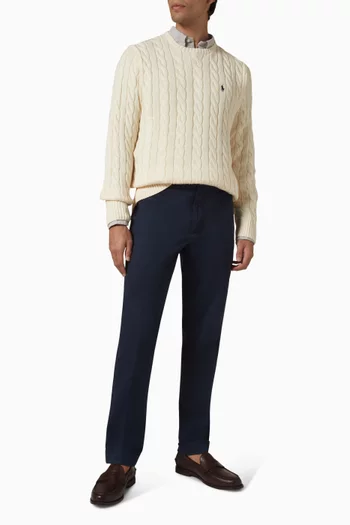 سترة بشعار لاعب البولو على الحصان منسوجة بغرزة الضفيرة