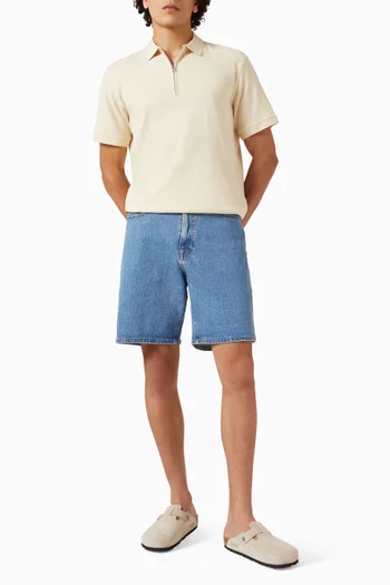 تي شيرت بولو بسحّاب قصير صوف مارينو