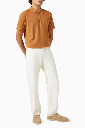 تي شيرت بولو بسحّاب قصير صوف مارينو