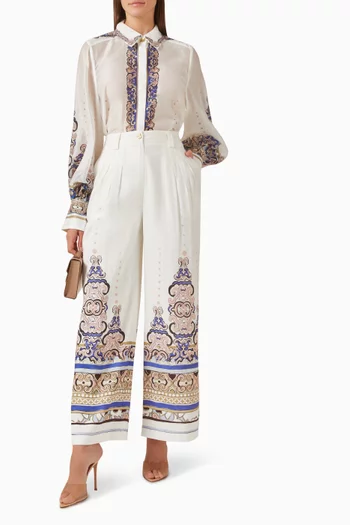 Dreamscape Pintucked Pants in Linen-blend