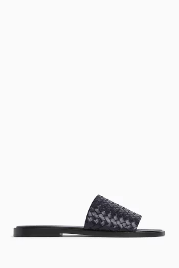 Elio Mules in Intrecciato Leather