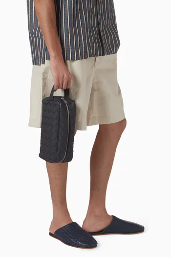 Travel Pouch in Intrecciato Leather