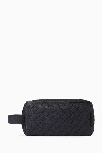Travel Pouch in Intrecciato Leather