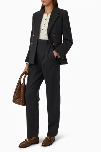 بنطال بقصة ساق تضيق باتجاه الأسفل صوف ونسيج مولين