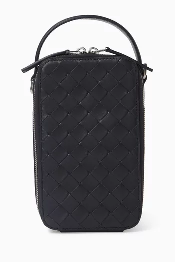 Getaway Phone Pouch in Intrecciato Leather