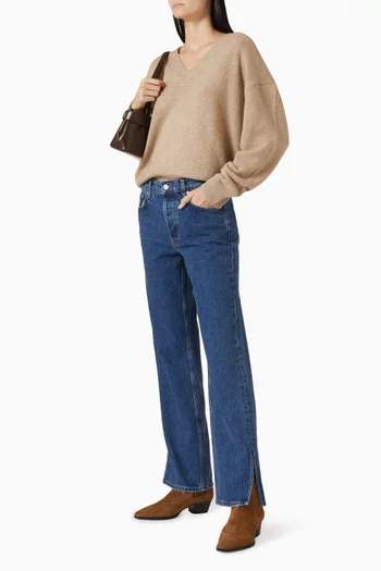 سترة لي منسوجة بفتحة رقبة على شكل حرف V