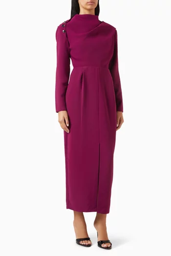 Button Slit Midi Dress