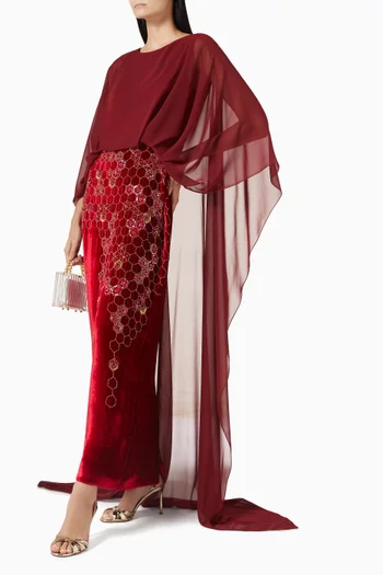 Honeycomb Embroidered Maxi Dress