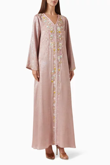 Embroidered V-neck Dress
