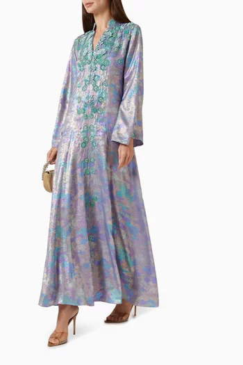 3D-embroidered Dress in Crepe