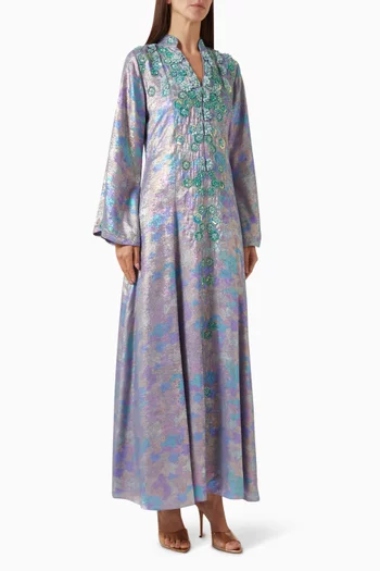 3D-embroidered Dress in Crepe