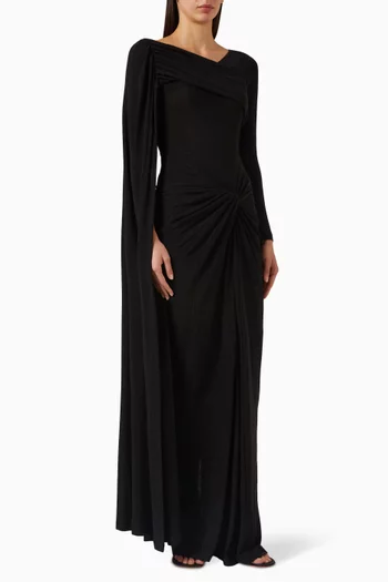 Silea Cape Maxi Dress in Jersey