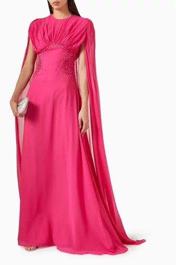 Mira Cape-style Maxi Dress in Chiffon
