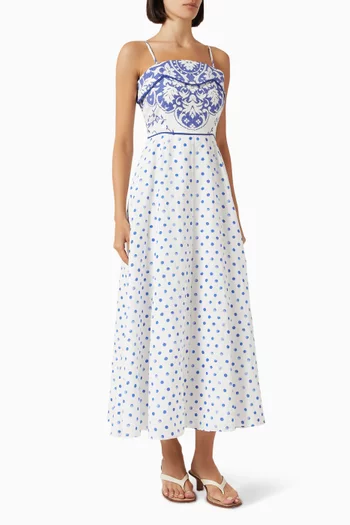 فستان هاتي بنقشة مزيج كتان