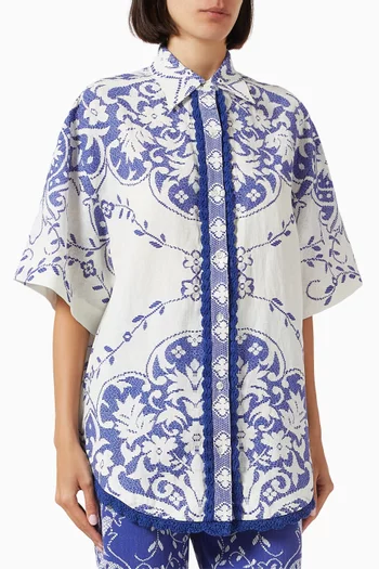 Edie Printed Shirt in Linen Blend