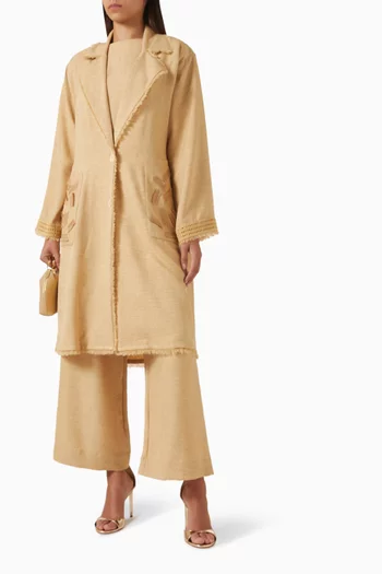 4-piece Embroidered Jacket Set in Linen