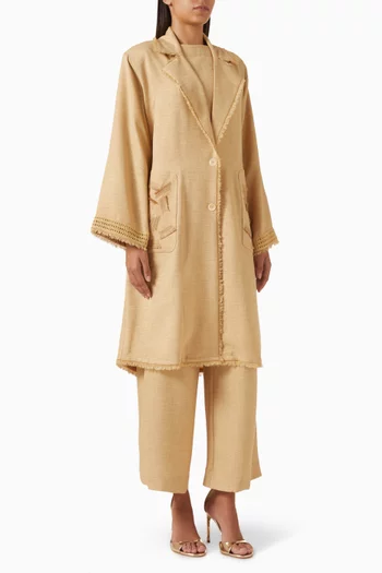 4-piece Embroidered Jacket Set in Linen