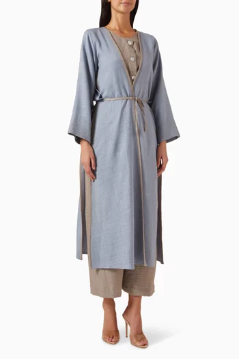 4-piece Belted Jacket Set in Linen