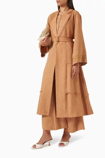 4-piece Belted Jacket Set in Linen