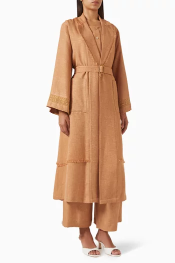 4-piece Belted Jacket Set in Linen