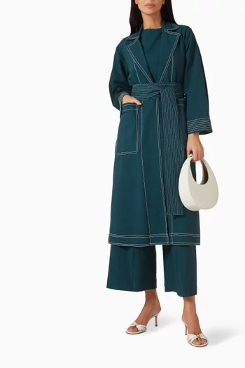4-piece Belted Jacket Set in Cotton