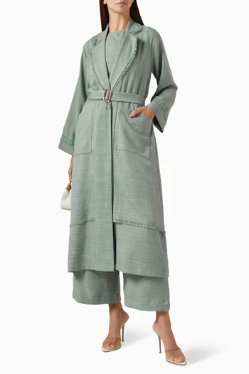 4-piece Belted Jacket Set in Linen