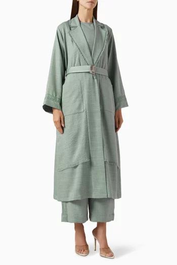 4-piece Belted Jacket Set in Linen