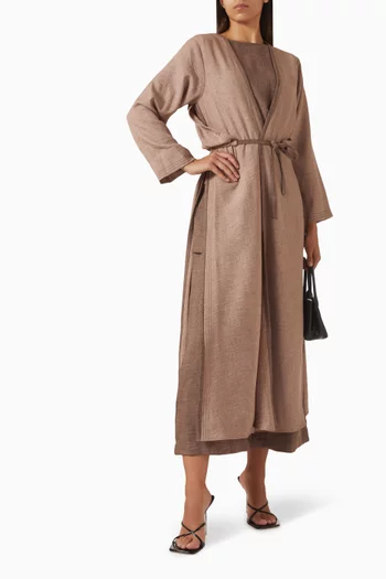 4-piece Belted Jacket Set in Linen