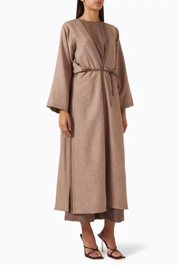4-piece Belted Jacket Set in Linen