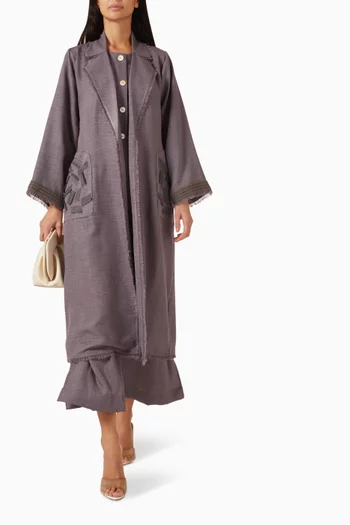 4-piece Embroidered Jacket Set in Linen