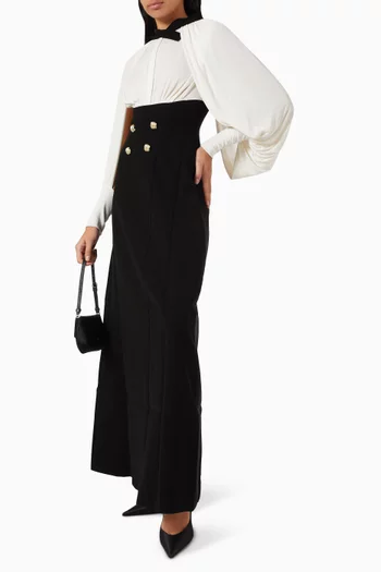 فستان ديلينا طويل بصفي أزرار