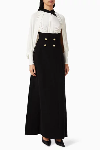 فستان ديلينا طويل بصفي أزرار