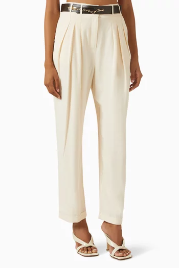 Belted Pants in Cotton-blend