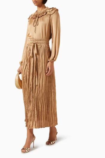 Drawstring Maxi Skirt in Viscose-blend