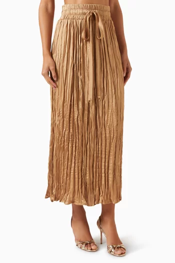 Drawstring Maxi Skirt in Viscose-blend